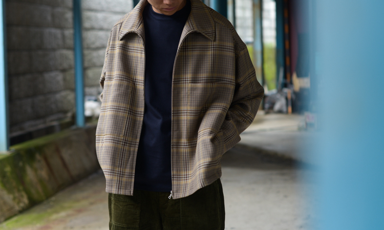 オーラリー オーラリー AURALEE 19AW WOOL SERGE CHECK ZIP-UP BLOUSON BEIGE GLEN