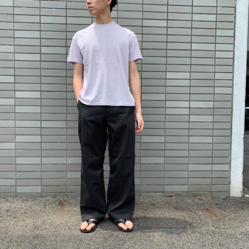 WASHED FINX POLYESTER CHINO WIDE TUCK PANT ワイドパンツ ブラック