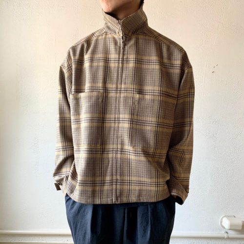 ジャケット/アウターAURALEE WOOL SERGE CHECK ZIP-UP BLOUSON